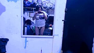 Latina stepsister strips and touches tiny cock in taboo POV