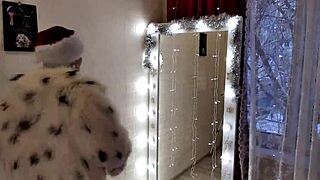 charming mature santa girl squirts orgasm with heart anal plug