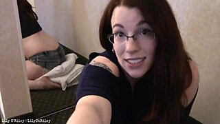 Chubby babe humps pillow on floor in denim shorts, she moans in orgasm.