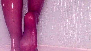 Nylon Feet Get Teased Wet In Shower With Pantyhose