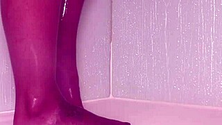 Nylon Feet Get Teased Wet In Shower With Pantyhose