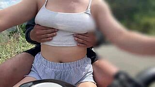 Client Notices No Bra And Puts Hands In Panties