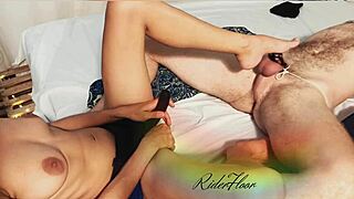 foreplay & balls squeeze in femdom cage