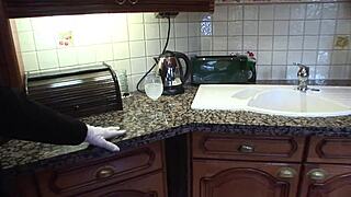 savannah gold gets fucked from behind in latex french maids uniform