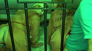 step daughters kneel and interact with friends fathers in group