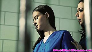 Lesbian inmates lick pussy and trib in prison