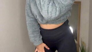 Sexy Brazilian girl masturbates wet pussy in bathroom