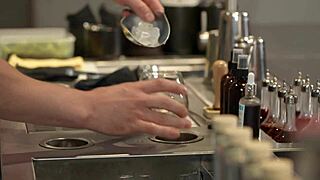 Girl's wild strategy for free drinks leads to lesbian cumshot!