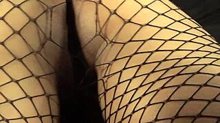 He cums in doggy after whipping that big latin ass with gag and moans