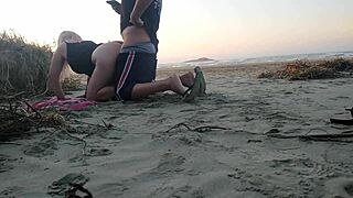 Gostosa walks in panties, gets fucked on the beach for money by african stud.