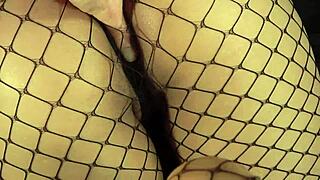 He cums in doggy after whipping that big latin ass with gag and moans