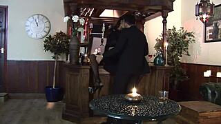 Elizabeth and eva angelina quickly work two cocks in cowgirl and wear cum home.