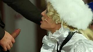 Clothed euro slut gets cumshot in heels