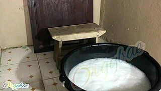 Weekend Laundry as Housewife 2 with Shaved Pussy