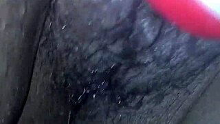 wet ebony pussy gets teased with toys and monster cock