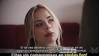 Blonde Stepdaughter Sucks Cock And Enjoys Fucking With Spanish Subtitles!