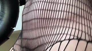 European Housewife in Fishnets Performs Athletic Fitness Workout with Small Tits and Sexy Amateurs