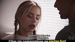 Blonde Stepdaughter Sucks Cock And Enjoys Fucking With Spanish Subtitles!