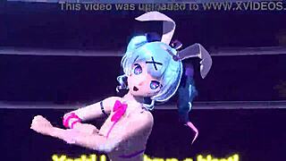 hatsune miku in bunny costume shows nude body and big tits
