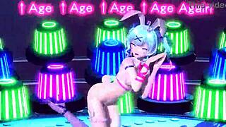 hatsune miku in bunny costume shows nude body and big tits