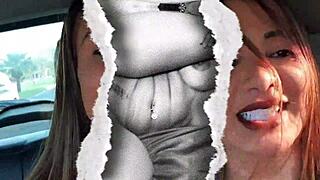 Uber ride turns into anal flashing and big clit fucking.