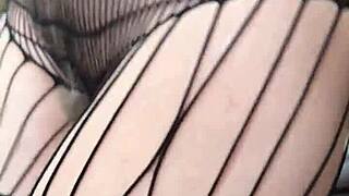 European Housewife in Fishnets Performs Athletic Fitness Workout with Small Tits and Sexy Amateurs