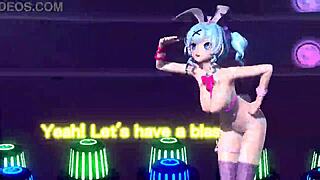 hatsune miku in bunny costume shows nude body and big tits