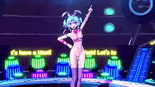 hatsune miku in bunny costume shows nude body and big tits