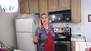 Milking stepson in the kitchen before his date