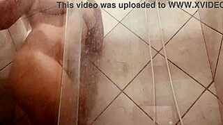 Girl Showers Off Hairy Pussy on Camera