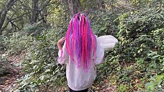 Outdoor forest rough sex and spanking teen 18+ girl pussy fucked cummed in my mouth and squirted teaser