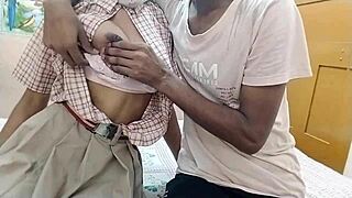 Desi indian schoolgirl's tight pussy pounded rough in quickie