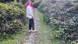 Outdoor forest rough sex and spanking teen 18+ girl pussy fucked cummed in my mouth and squirted teaser