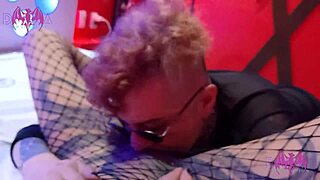 Goth couple fucks rough after club, creampie inside shaved pussy