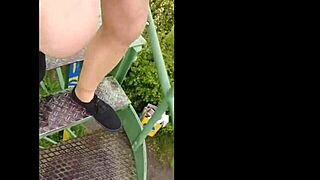 Visit In Pantyhose On Cable Car Mountain