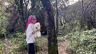 Outdoor forest rough sex and spanking teen 18+ girl pussy fucked cummed in my mouth and squirted teaser