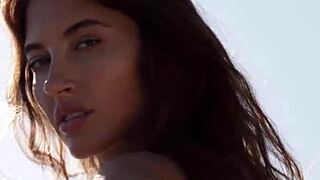 skinny russian beauty taya vais chilling naked on the beach