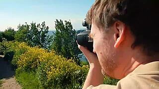 spunky teen 18+ model gets naked while outdoors