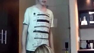 Lonely mature woman seduces young blonde