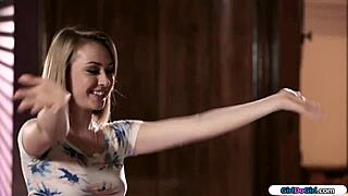 teen practices sex on busty lesbian bff