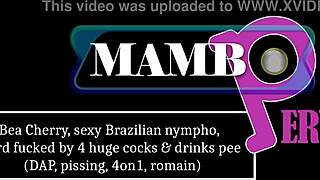 Bea Cherry moans as she's fucked by four huge cocks