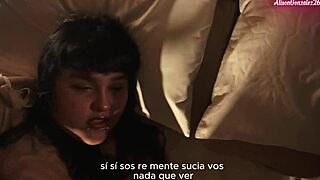 spanish girl gets throat fucked by chubby guy after wrestling