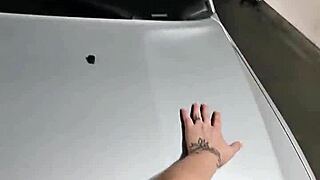 Pov sneak fuck wife in the car and garage trying to be quiet