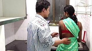 Indian Teen Pussy Hard Fucked in Saree at Country Kitchen