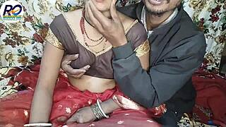 Great sex with bhabhi in red saree and after removing the black blouse opportunity to squeeze the boobs and ass fuck hindi audio claire vais