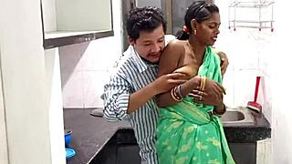 Indian Teen Pussy Hard Fucked in Saree at Country Kitchen