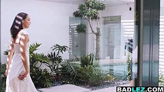 Slender ebony realtor fucks busty lesbian milf client with strapon