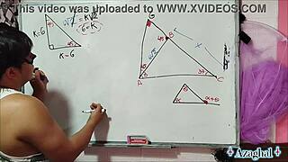 Asian Student Nerd Engages in Bedroom Mathematics Lesson