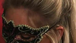 Foxy beauty swallowing cumshots in blowbang frenzy 😈