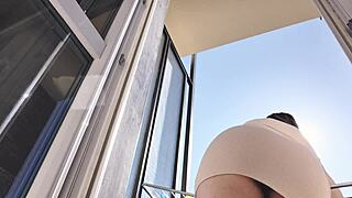 i exibit my wet pussy on the varanda without any panties